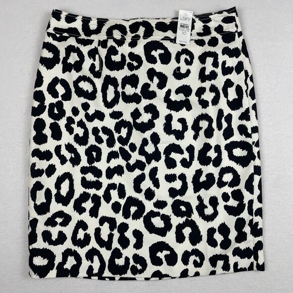 NWT Ann Taylor LOFT Skirt Animal Print Pencil Straight Silk Blend Office-10 - Picture 1 of 11